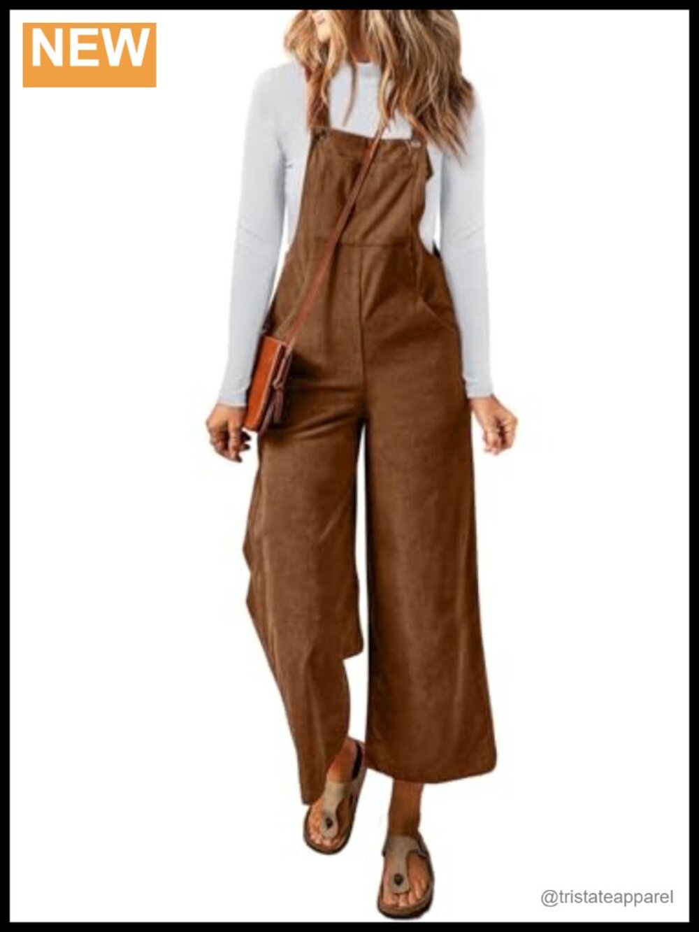 Corduroy Overalls Women Wide Leg Adjustable Strap Sleeveless Jumpsuit with